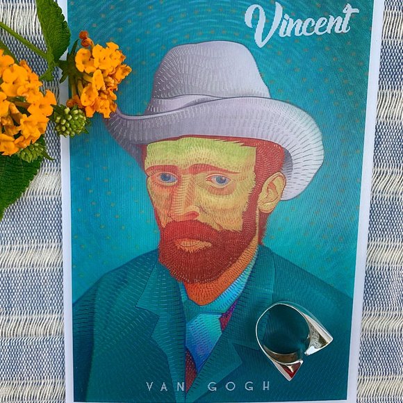 Vintage Calder inspired modernist enameled sterling silver ring - Picture 7 of 8